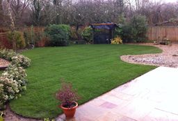 Shaped Lawn and new Patio