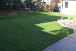 New Lawn with shaped planting borders